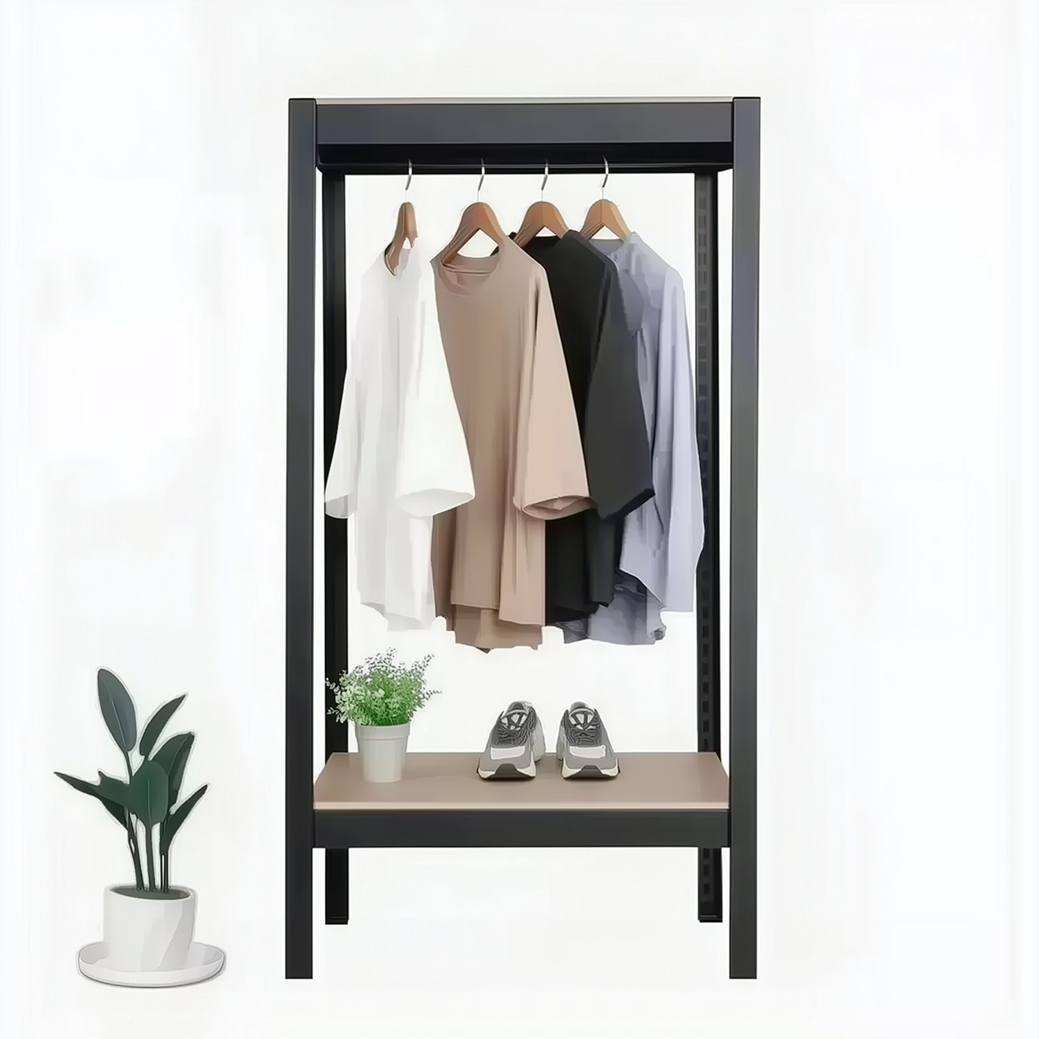 시스템행거 무볼트 조립식 드레스룸 커튼 옷장 철제 홈던트하우스 6006001350 2단행거봉1개