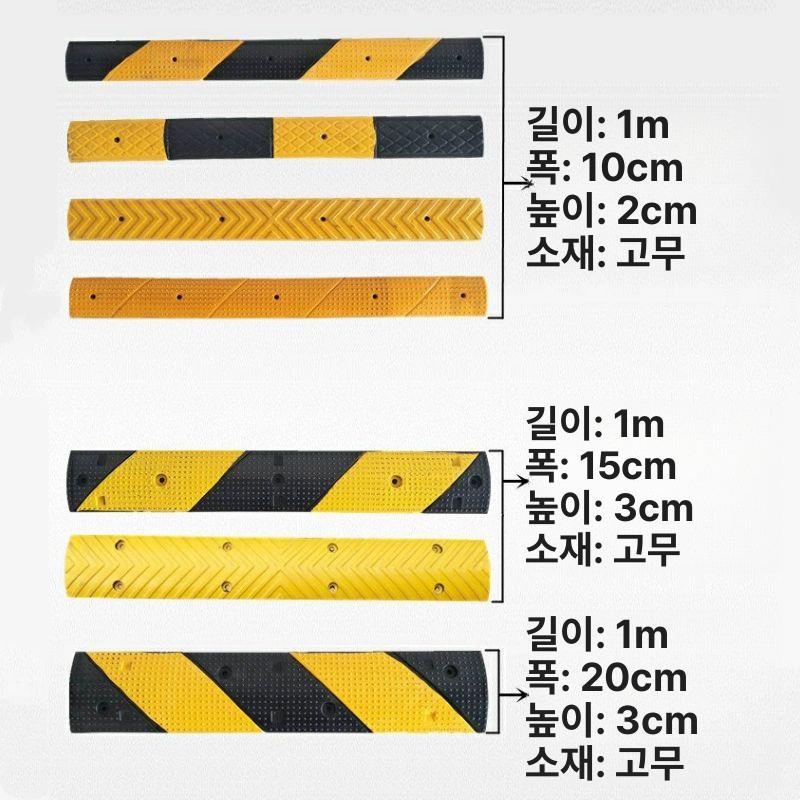 자전거 과속 방지턱 케이블 진입판 보급형 공사장 서행 1000x150x20MM 고무 올블랙 도트 - 상세 이미지 3