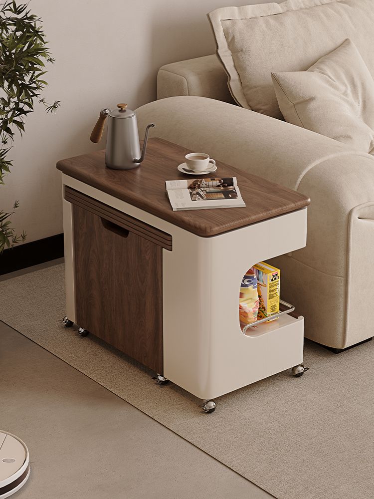 거실 티테이블 슬라이딩 길이조절 사이드테이블 슬림 협탁 월넛 40cm / 기본형
