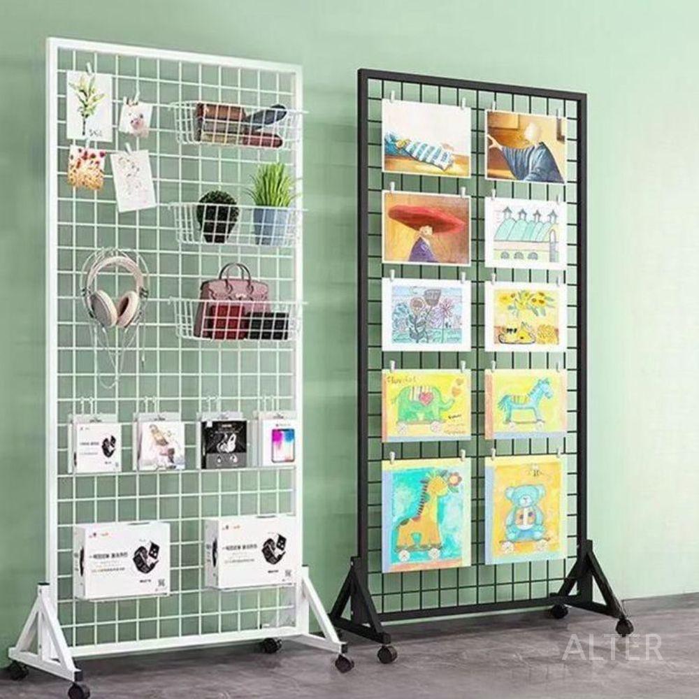 파티션 가벽 스탠드 가림막 걸이대 철제 메쉬 메쉬망 철망 사무실 블랙 180x60x40cm+후크+바퀴 - 상세 이미지 2