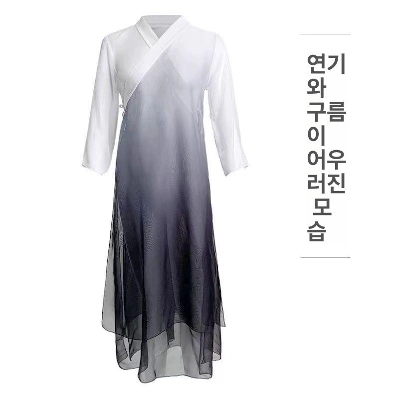 여성 쉬폰풀치마 복 전통 치마 한국무용 연습 연극 연기구름 세트 - 상세 이미지 4