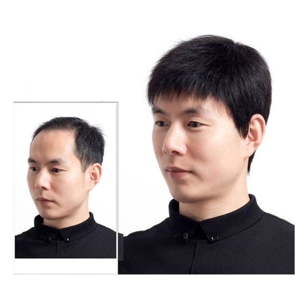 남자 인모 통가발 항암 탈모 패션 전체 고정 짧은 머리 - 상세 이미지 2