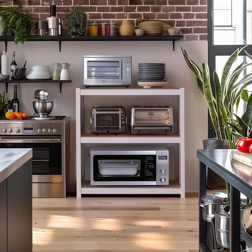 렌지대 전자레인지 선반 수납장 에어프라이어 거치대 홈던트 3단 12T합판 300300600