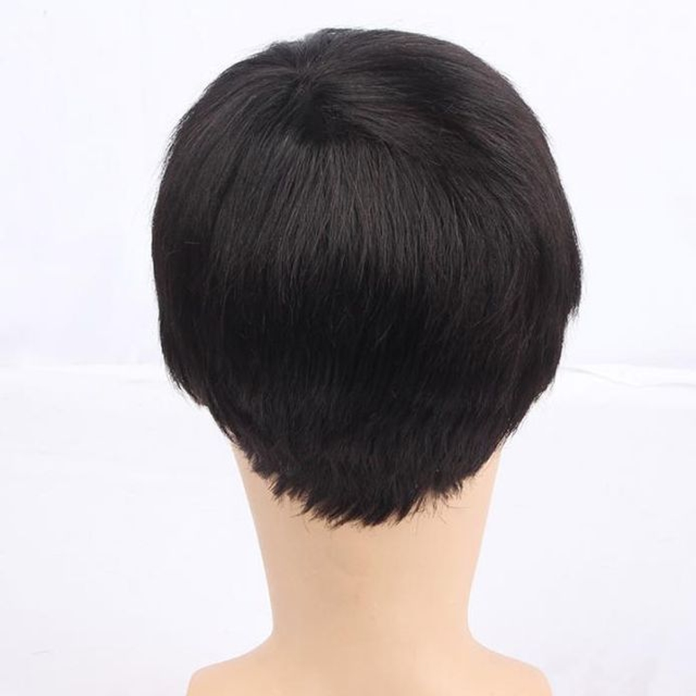 남자 인모 통가발 항암 탈모 패션 전체 고정 짧은 머리 - 상세 이미지 3