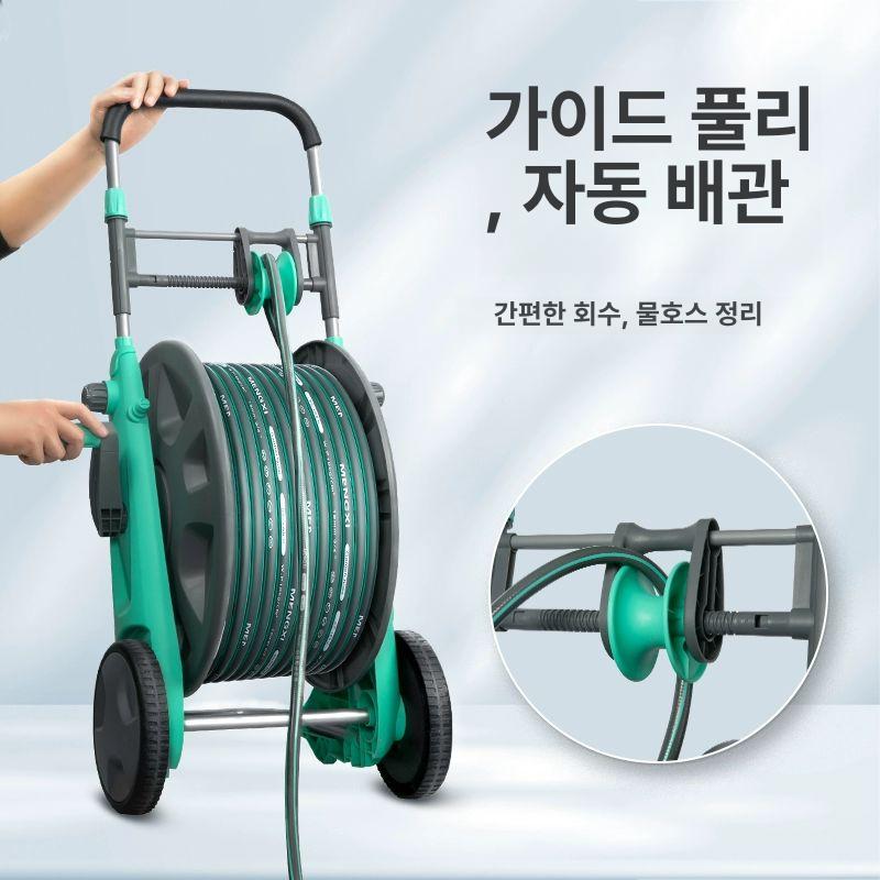 물호스릴 50m 이동식 급수 고압 대형트롤리 대형 손수레 6분관 50m 세트 자동 배관 - 상세 이미지 5