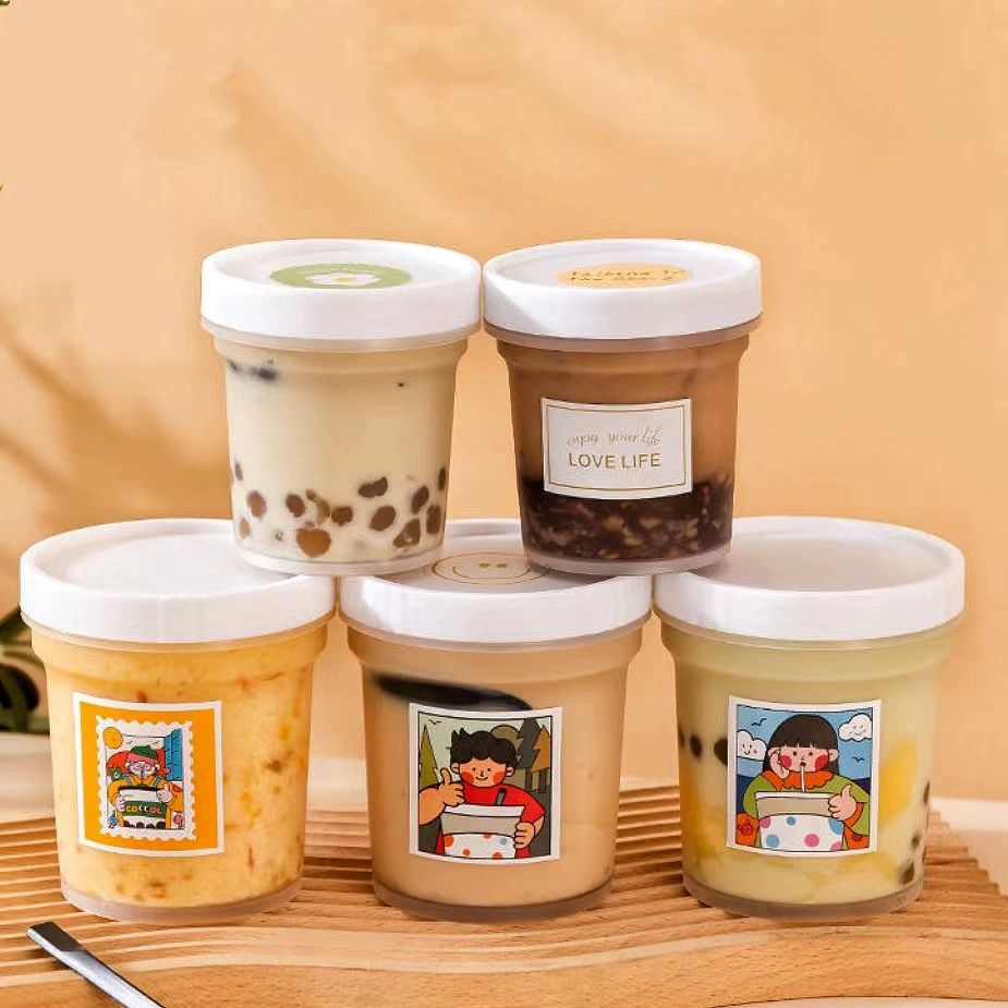 푸딩 병 플라스틱 카페 잼 슬라임 일회용 디저트 300ml 400세트 증정품 없음 - 상품 이미지