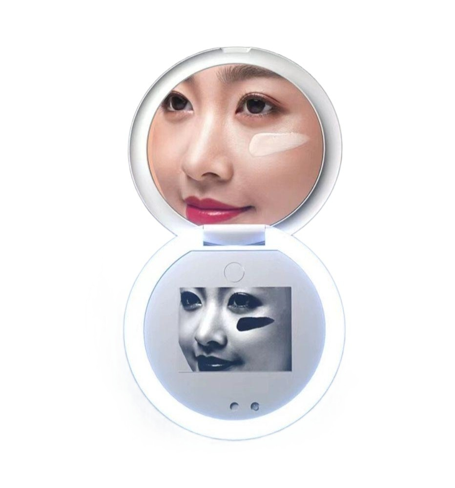 자외선 차단 확인 메이크업 거울 여성 샴페인골드 원형 거울 2세대 매직 미러 - 상품 이미지