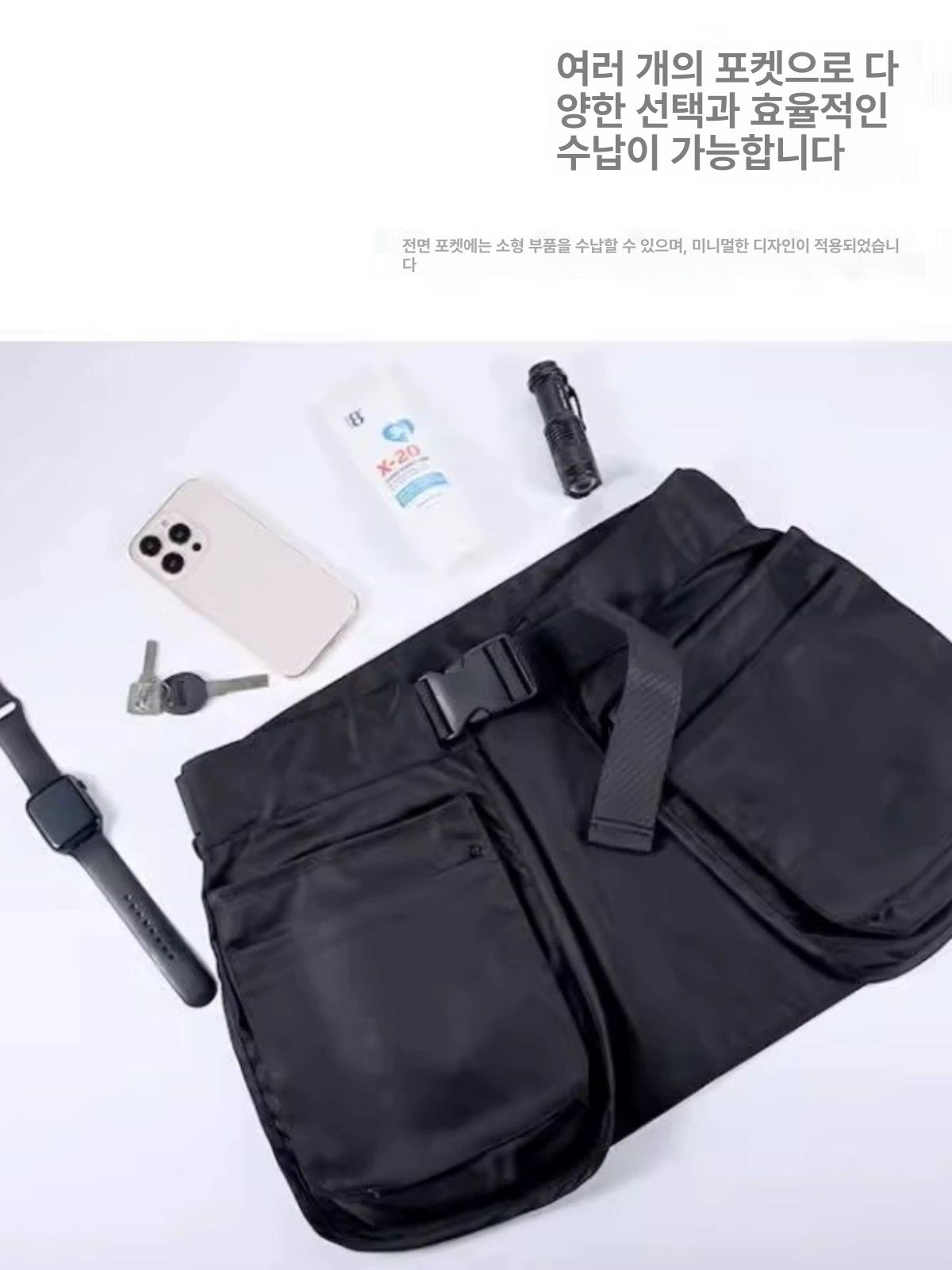 허리 앞치마 멀티 다기능 밀리터리 목공 원예 요리 블랙 라인백 - 상세 이미지 2