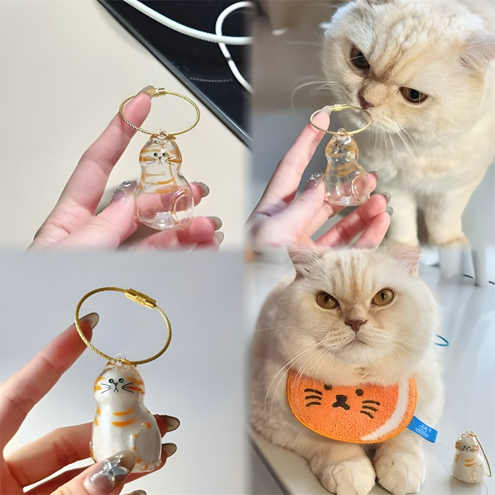 고양이 털 보관 키링 반려동물 입체 투명 고양이털 보관함 캡슐 키홀더 - 상세 이미지 3