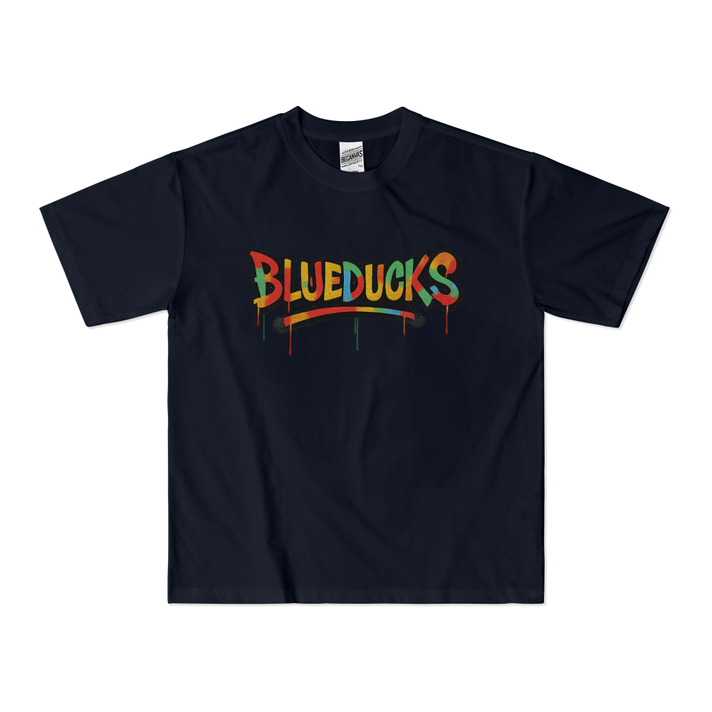 BLUEDUCKS _ 컬러풀 그래피티 루즈핏 반팔 티셔츠 / 시원하고 부드러운 소재 / 폴리100 남성 여성 웨이트 트레이닝 운동 / 4가지 색상 - 상세 이미지 5