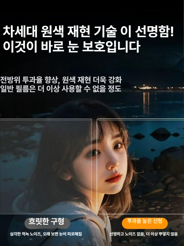 3세대 블루라이트 차단 모니터 필름 걸이식 시력보호 AR 투명 증대 반사 방지 SGS 블루라이트 인증 / 눈 보호 근시 방지 - 상세 이미지 4