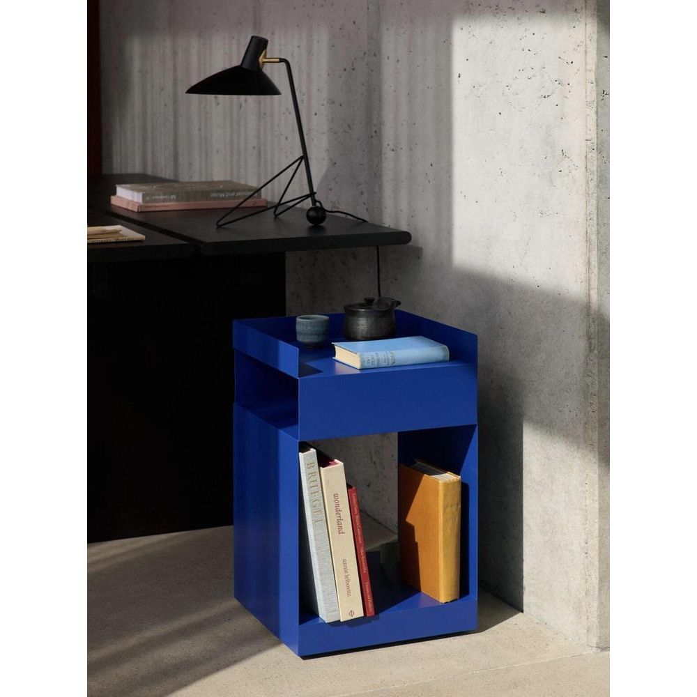 큐브형 사이드테이블 바퀴달린 미니협탁 보조 테이블 블루