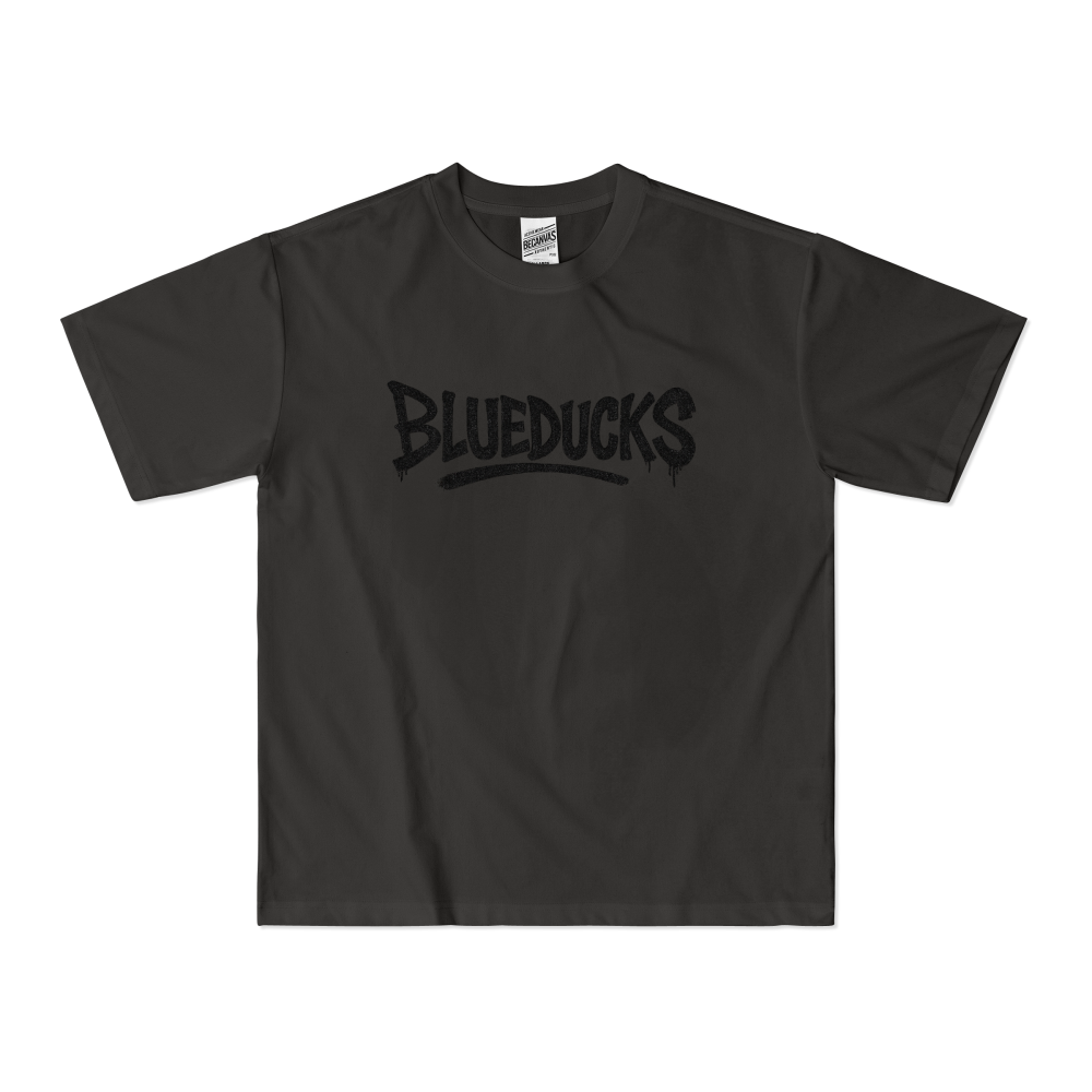 BLUEDUCKS _ 그래피티 로고 루즈핏 반팔 티셔츠 /시원하고 부드러운 소재 / 폴리100 남성 여성 웨이트 트레이닝 운동 / 차콜 화이트 - 상세 이미지 4