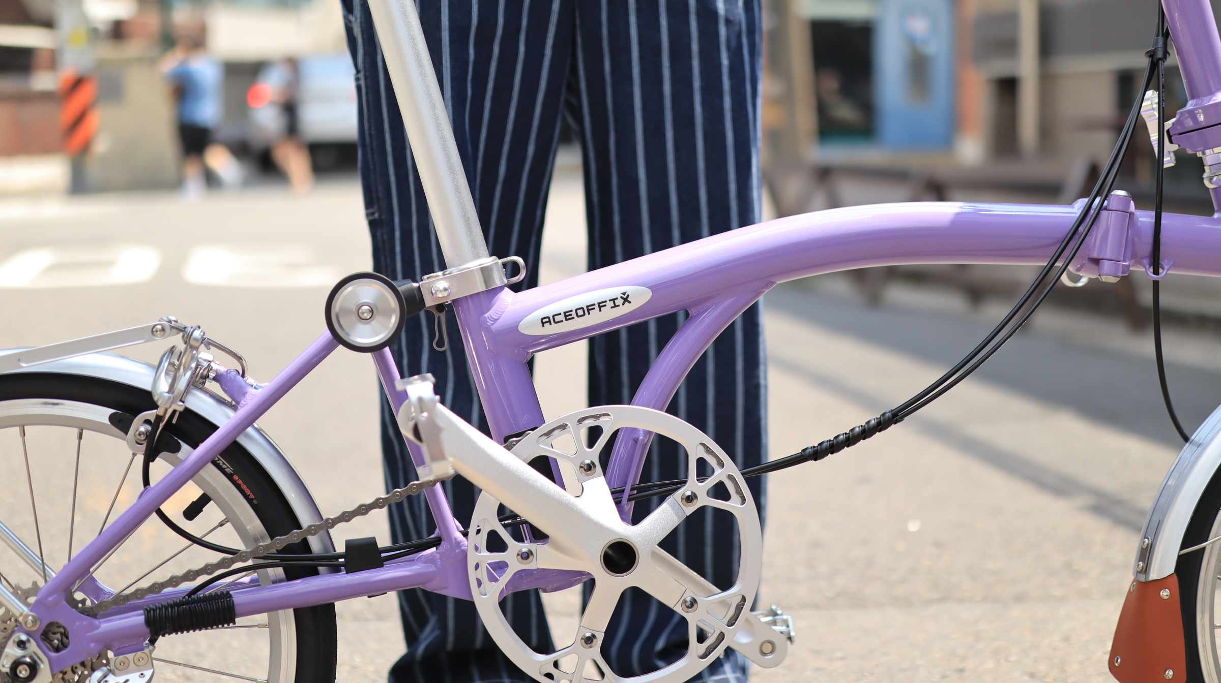 서울 용산 에이스오픽스 에어 트라이폴드 접이식 미니벨로 자전거 블라썸 퍼플, 실버에디션 이미지 8