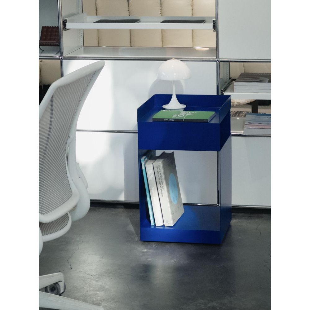 큐브형 사이드테이블 바퀴달린 미니협탁 보조 테이블 블루