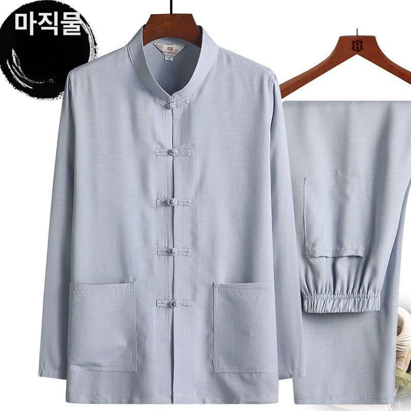 스님옷 장삼 승려복 비구니 한복 스님복 전통 불교 팬츠 단색 긴팔 셋업 다크네이비 - 상세 이미지 2