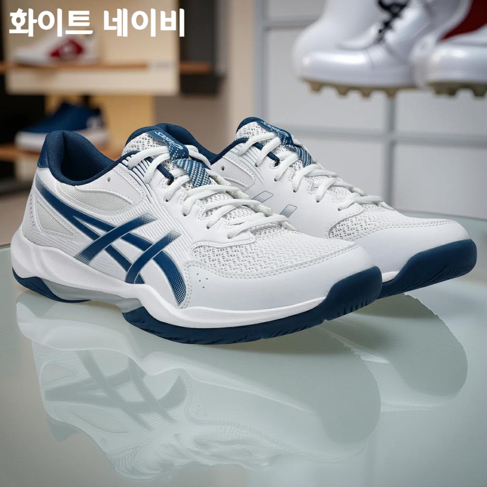 아식스 젤 로켓 12 배구화 인도어화 남녀공용 1073A080 화이트/네이비 230 - 상세 이미지 2