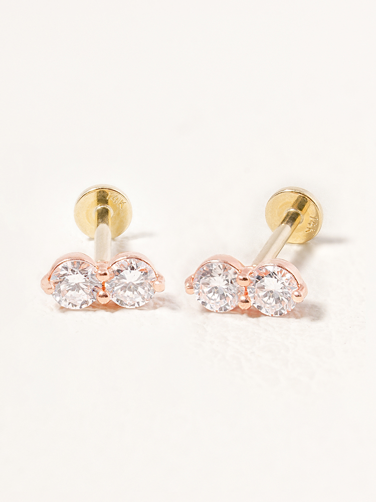 [0.8mm]14K 인터널 랩 다이아몬드 투스톤 투웨이 라블렛 피어싱 귀걸이 - 상세 이미지 2