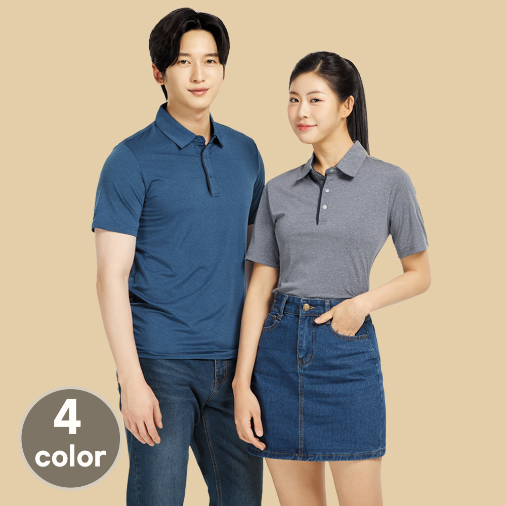 (4color)냉감스판카치온 Y카라 기능성반팔티셔츠 식당 음식점 가게티 단체티 홀서빙복 - 상세 이미지 2
