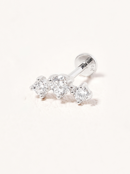 [0.8mm]14K 인터널 랩 다이아몬드 트윙클 크라운 라블렛 피어싱 귀걸이 - 상품 이미지
