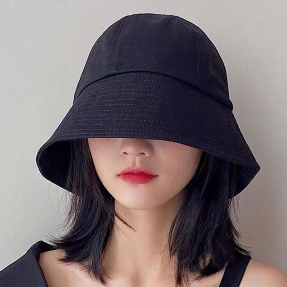 1+1 심플한 여성 벙거지 모자 끈조절 버킷햇 무지 면