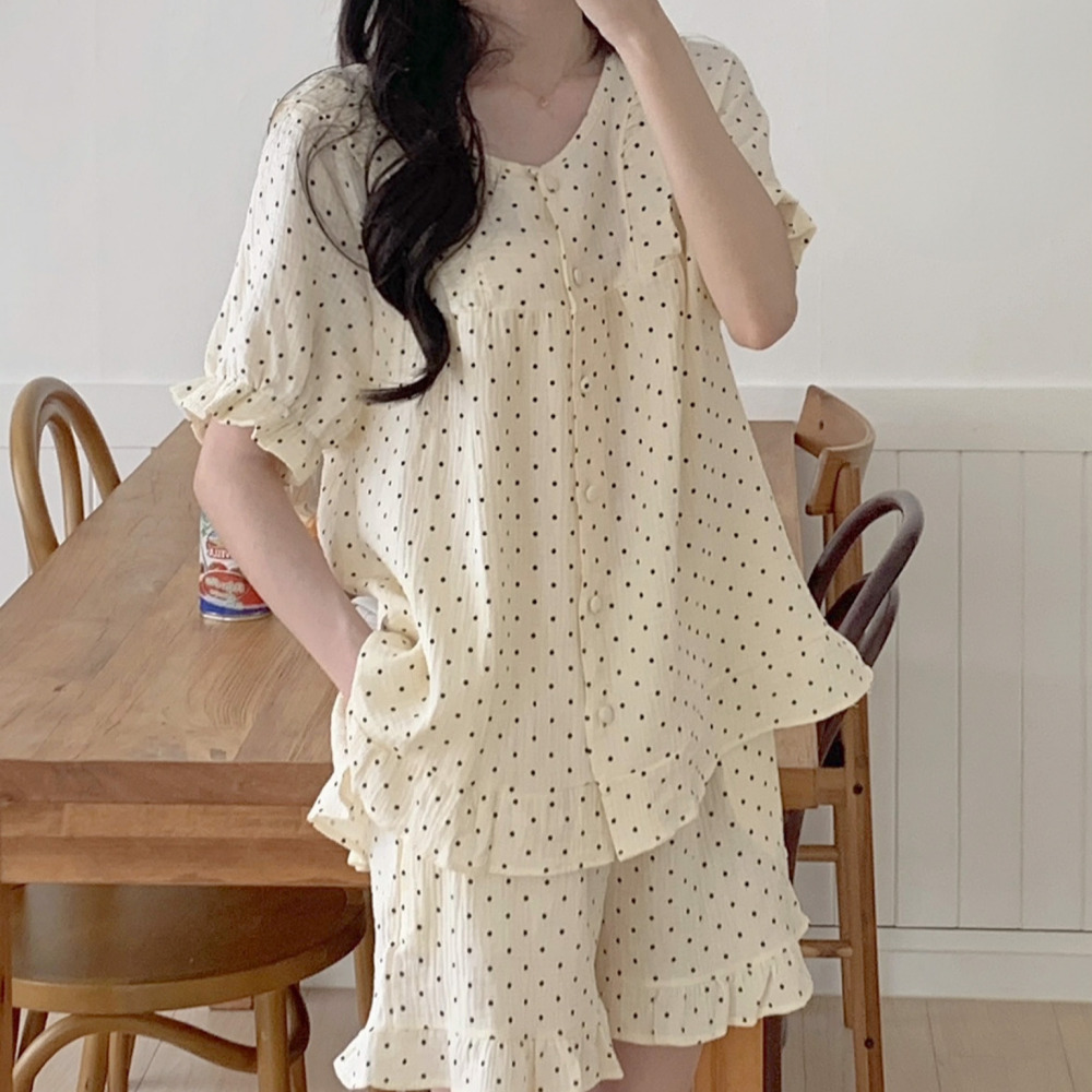 요루면잠옷 파자마파티 여름잠옷세트 프릴 공주 순면 반팔 홈웨어 이미지 8