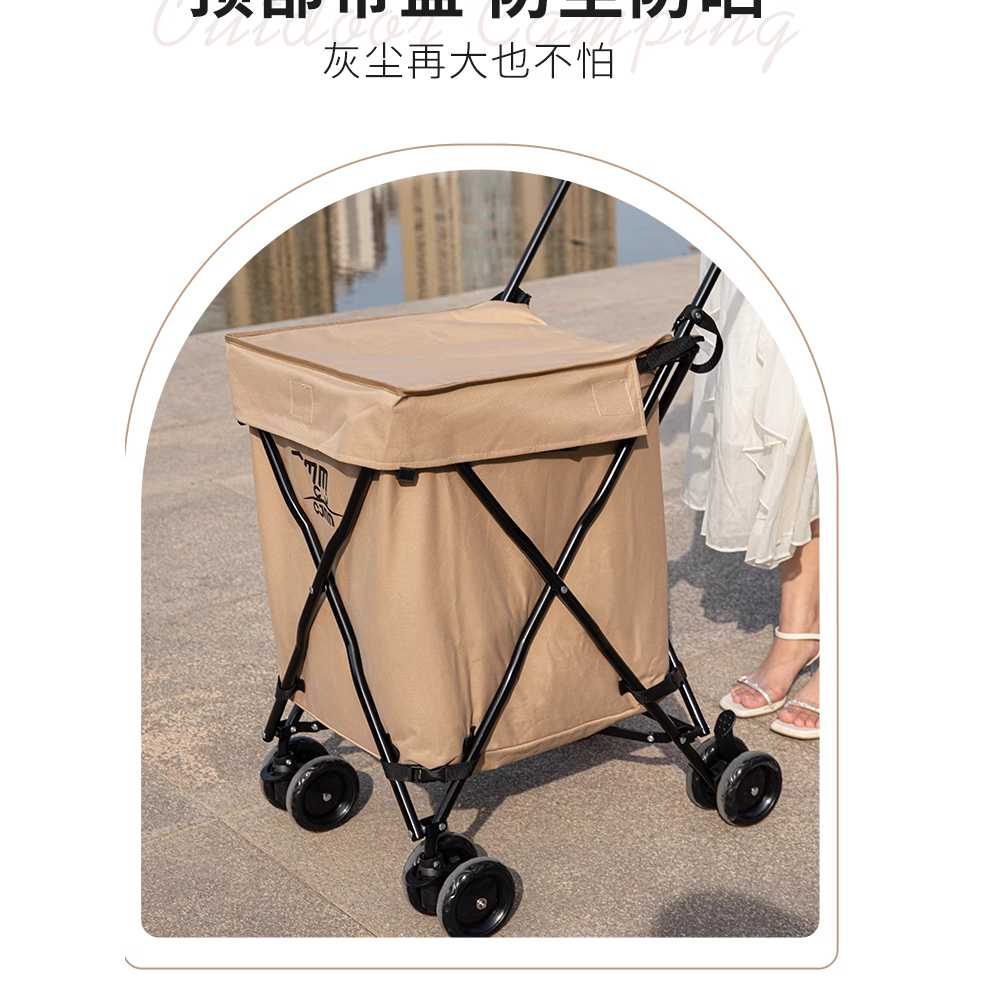 폴딩 카트 대형 쇼핑카트 접이식 핸드 시장 바퀴 달린 블랙 표준형 - 상세 이미지 5