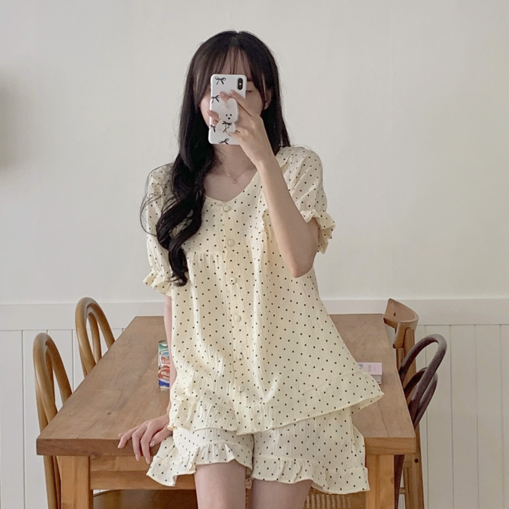 요루면잠옷 파자마파티 여름잠옷세트 프릴 공주 순면 반팔 홈웨어 이미지 7