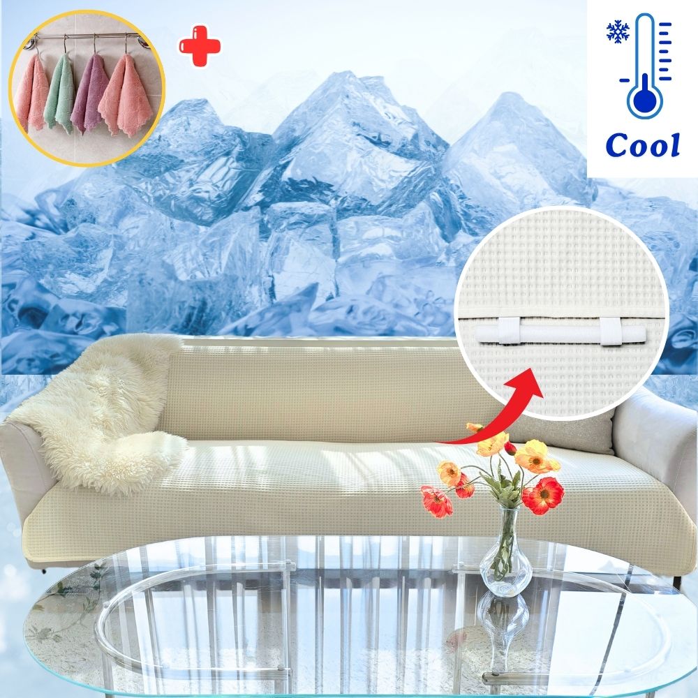 냉감 쇼파패드 여름 소파커버 쇼파천갈이 돌 흙 소파매트 쿨 덮개 와플 아이보리70X150