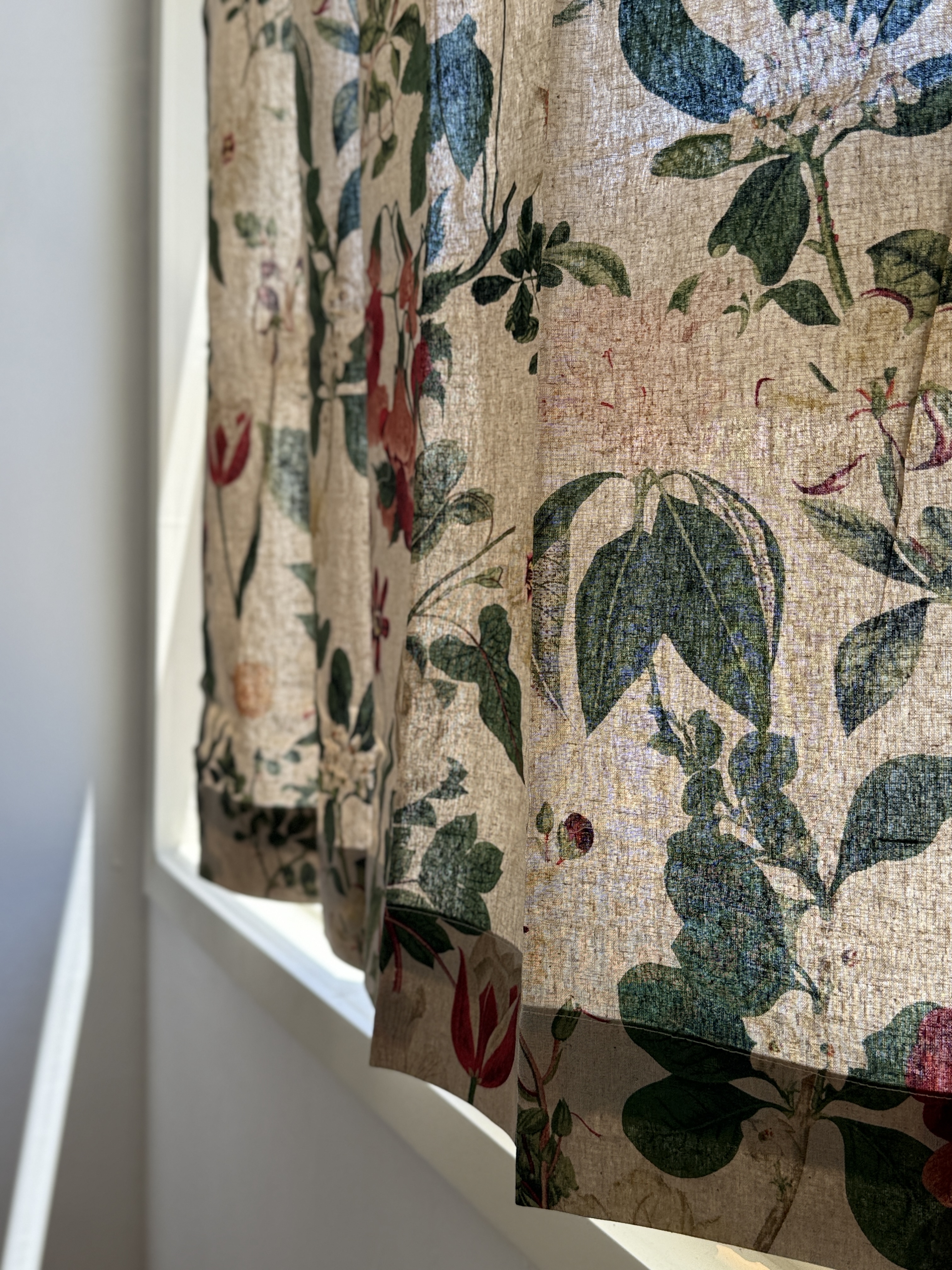 바이아미 린넨 나염 빈티지 핀스타일 맞춤 제작 거실 커튼