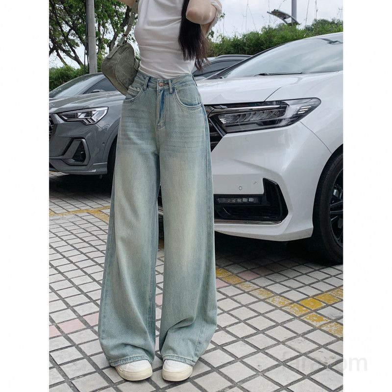여성 빅사이즈 워싱 와이드 롱 청바지 트렌디 루즈핏 캐주얼 빈티지 데일리 데님팬츠 봄 여름 가을 겨울 코디룩 추천 - 상세 이미지 5