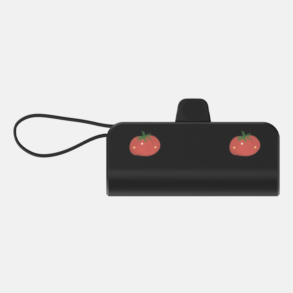 도킹형 보조배터리 C타입 5000mAh 일체형 수채화 토마토 화이트 - 상세 이미지 3