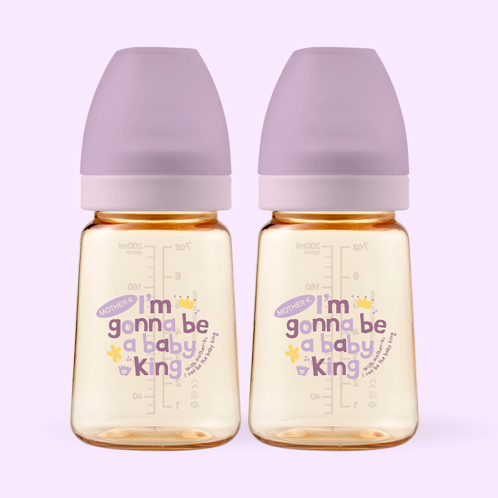 마더케이 신생아 PPSU 젖병 배앓이방지 (노꼭지) 180ml, 2개, 베베(라일락)