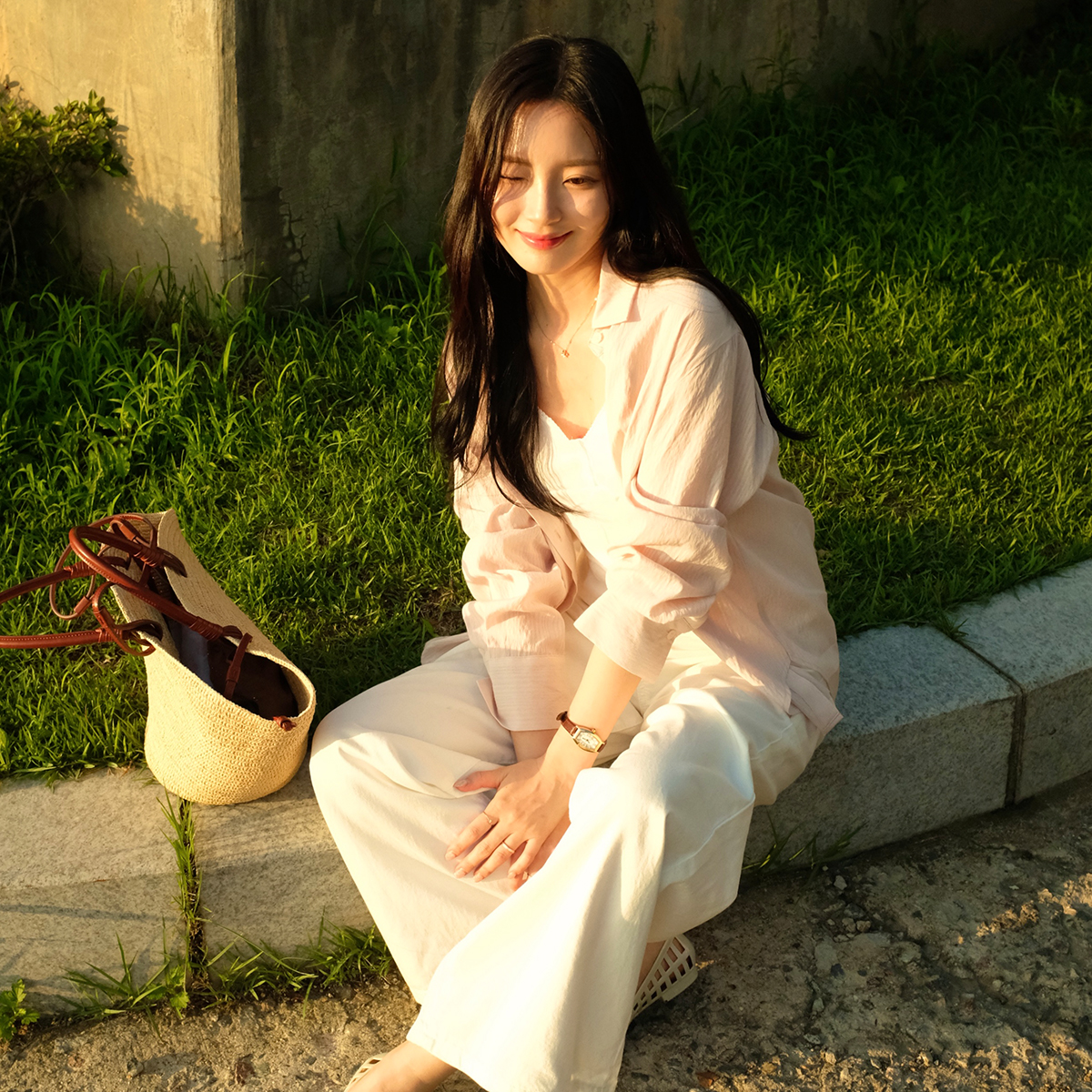 [슈퍼적립] [N판매자배송] 로엠 시스루 긴팔 셔츠 RMYWF38R99