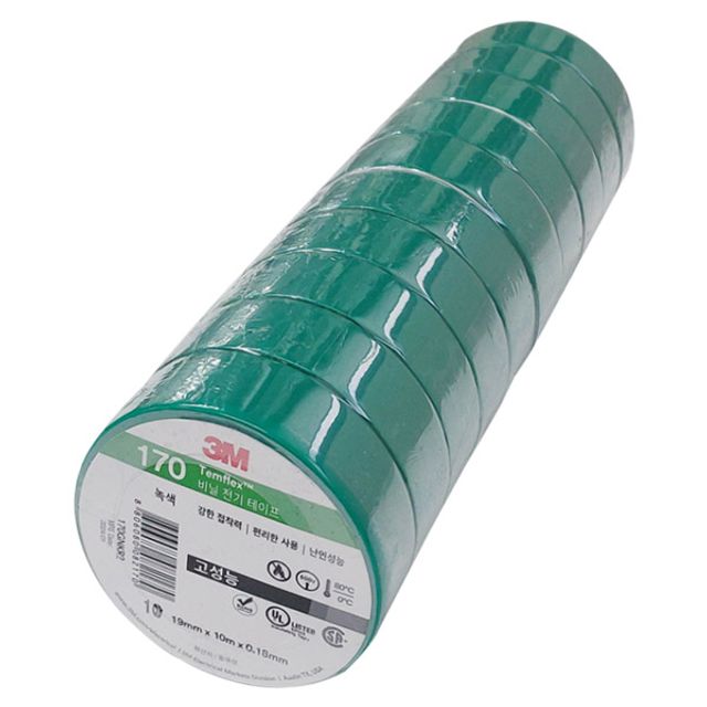 3M 170 고성능 전기테이프 녹색 19mm x 10M 10개입 - 상품 이미지