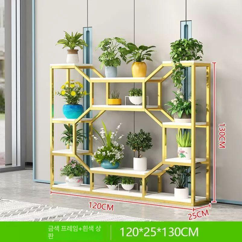 다층 철제 원목 화분 정리대 진열대 선반 받침대 전시 수납 검정프레임 화이트보드 80 이미지 8