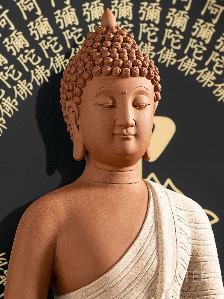 도자기 부처님 불상 인테리어 불교 장식 관세음 보살상 석가모니-그레이 도자기 등불 세트 - 상세 이미지 2