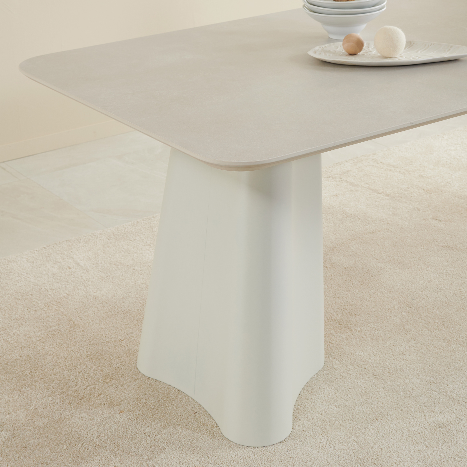 화이트식탁테이블 대형 카페 디자인 세라믹식탁 스피덴 1600mm, 미스트그레이