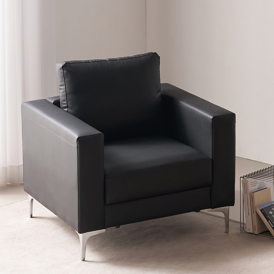 [수오]데이 포켓스프링 에어홀 실리콘 가죽 소파 1인용