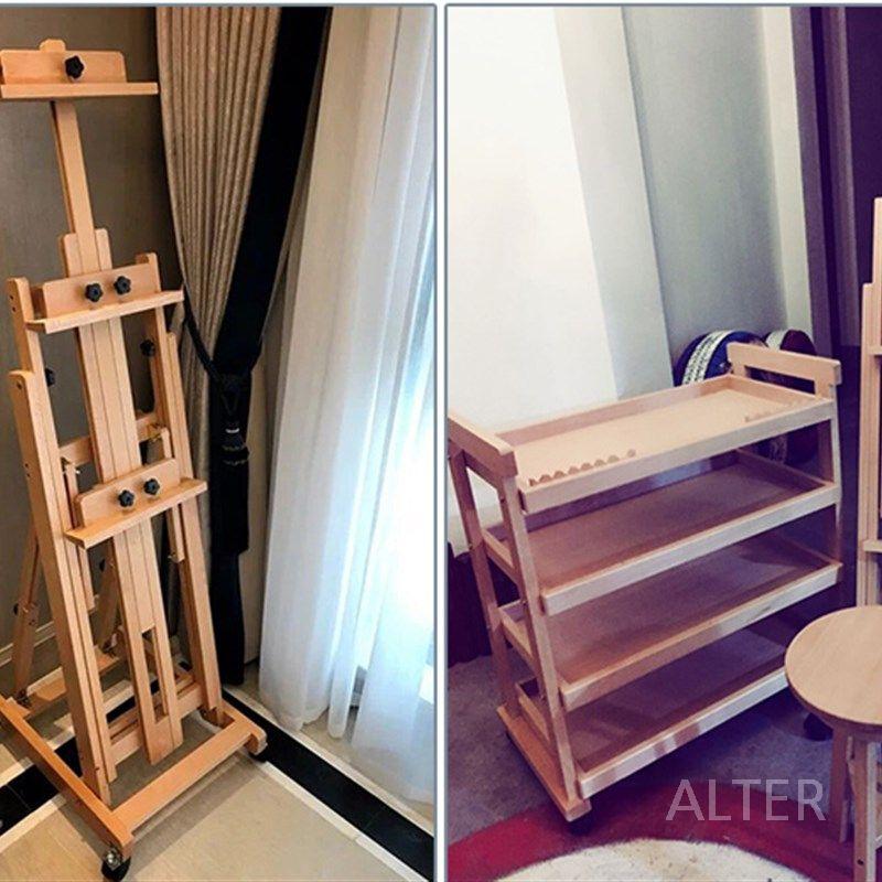 이동식 이젤 대형 원목 작업대 접이식 스탠드 나무 드로잉 자작나무 유화 화판 - 상세 이미지 4