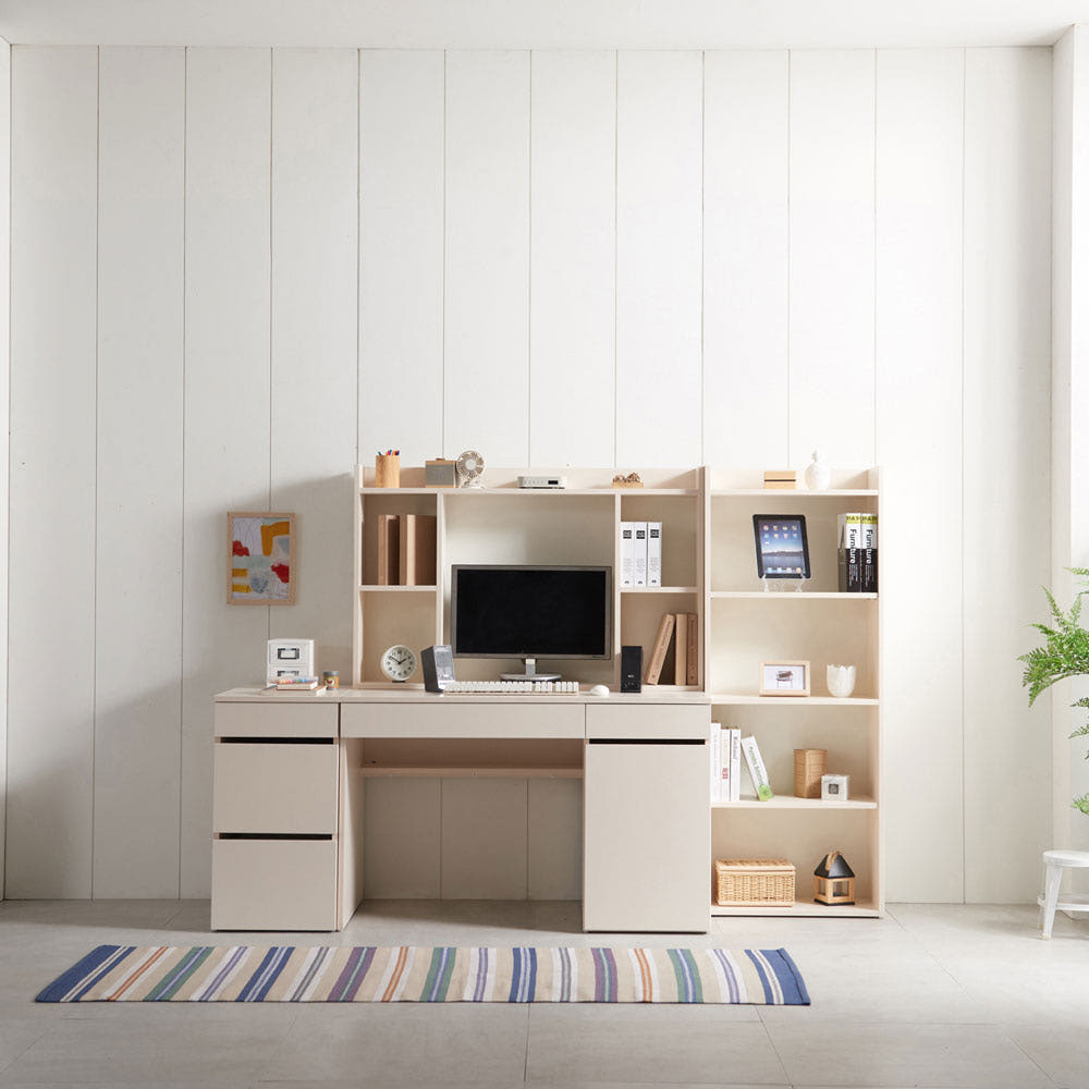 책상책꽂이 책상위 책꽂이 선반 책장 정리 1200, 2단, 크림화이트