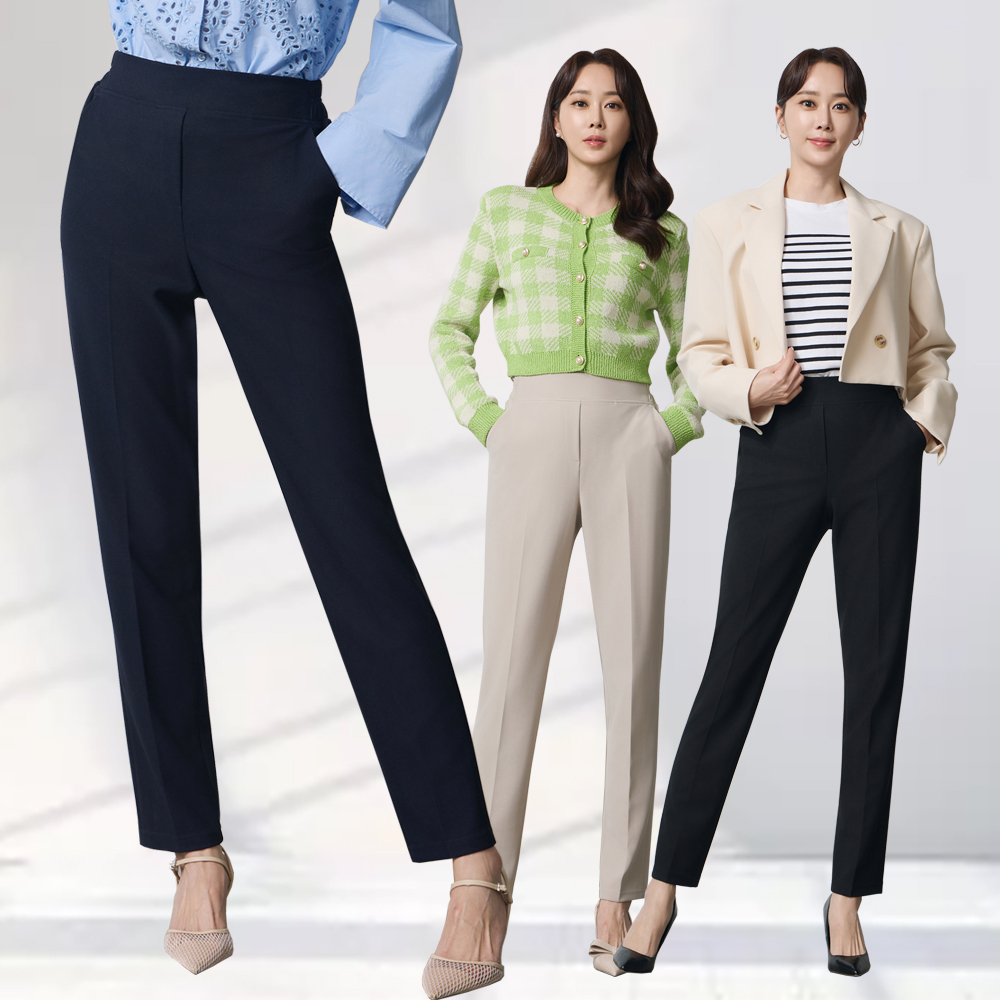 엄마옷 에센셜 텐션 팬츠 3종 밴딩 슬랙스 고무줄 자외선차단 중년여성 60대 50대 선물