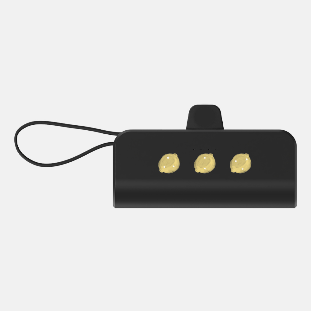 도킹형 보조배터리 5000mAh 거치대 C타입 수채화 레몬 화이트 - 상세 이미지 3