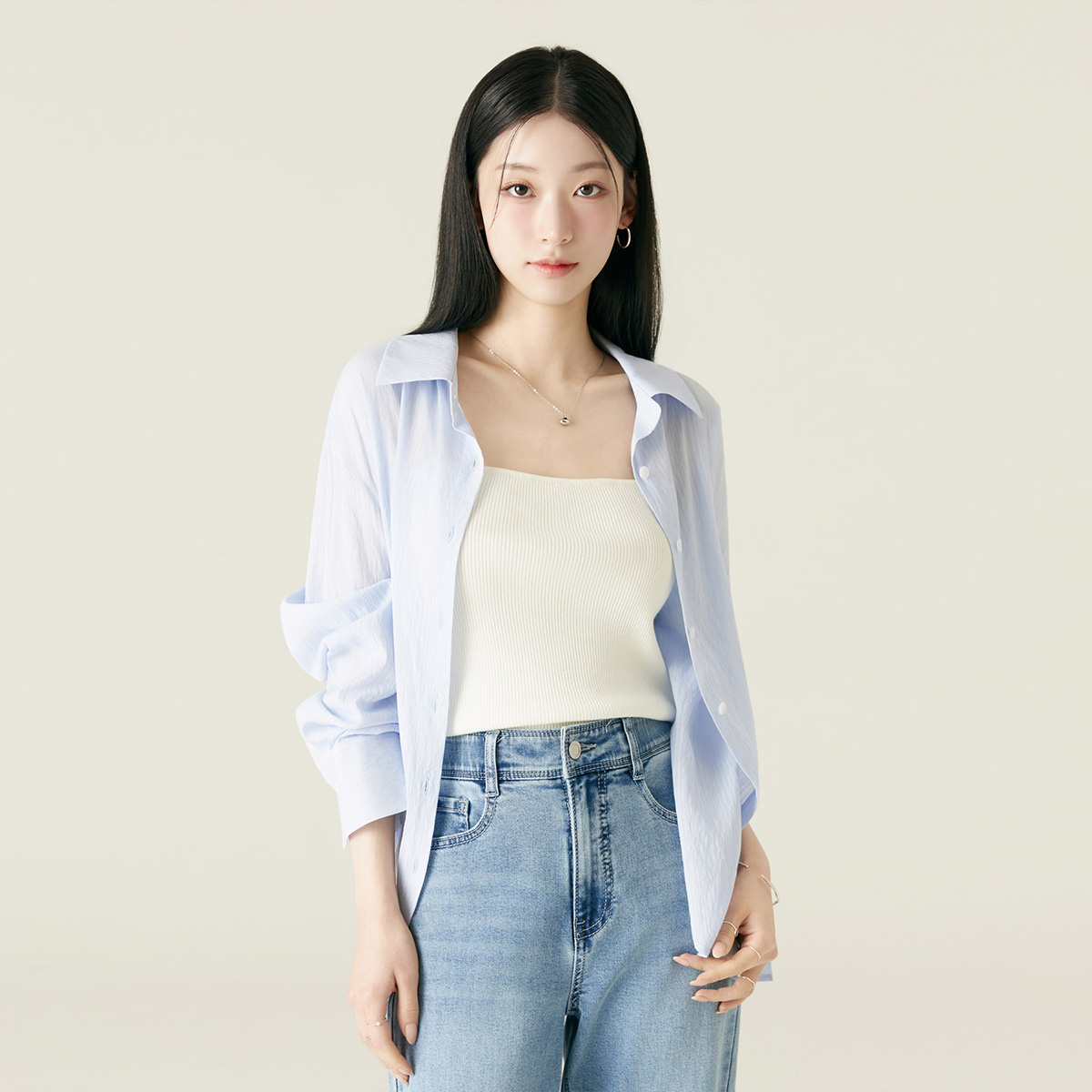 로엠 시스루 긴팔 셔츠 RMYWF38R99 - 상세 이미지 2