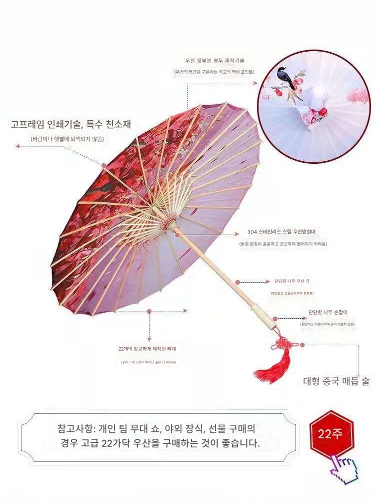 지우산 전통 민속품 수제 빈티지 인테리어 종이 우산 복고풍 촬영장식 1 - 상세 이미지 2