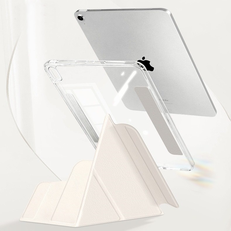 투명 마그네틱 폴리오 분리형 스마트커버 케이스 크림화이트, 아이패드 에어 4-5-6-7세대 27.5cm(11인치)