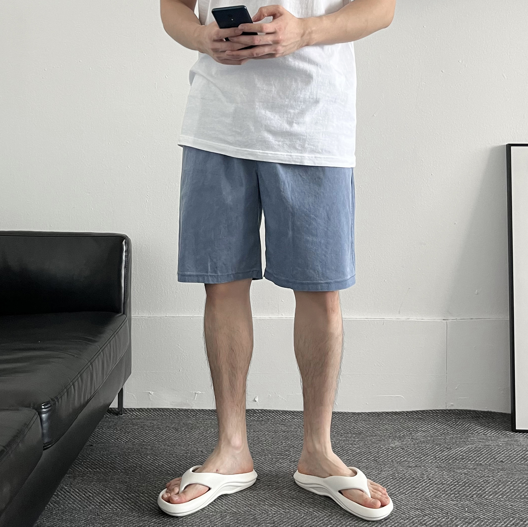 1+1 남자청반바지 데님반바지 밴딩 워싱 - 상세 이미지 2