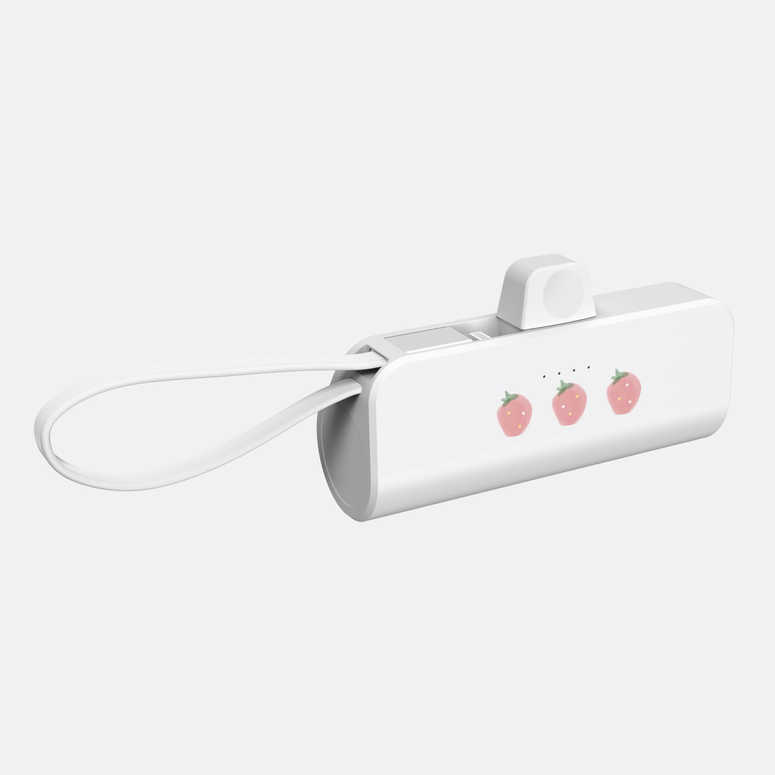 도킹형 보조배터리 휴대용 5000mAh C타입 수채화 딸기 화이트 - 상세 이미지 2