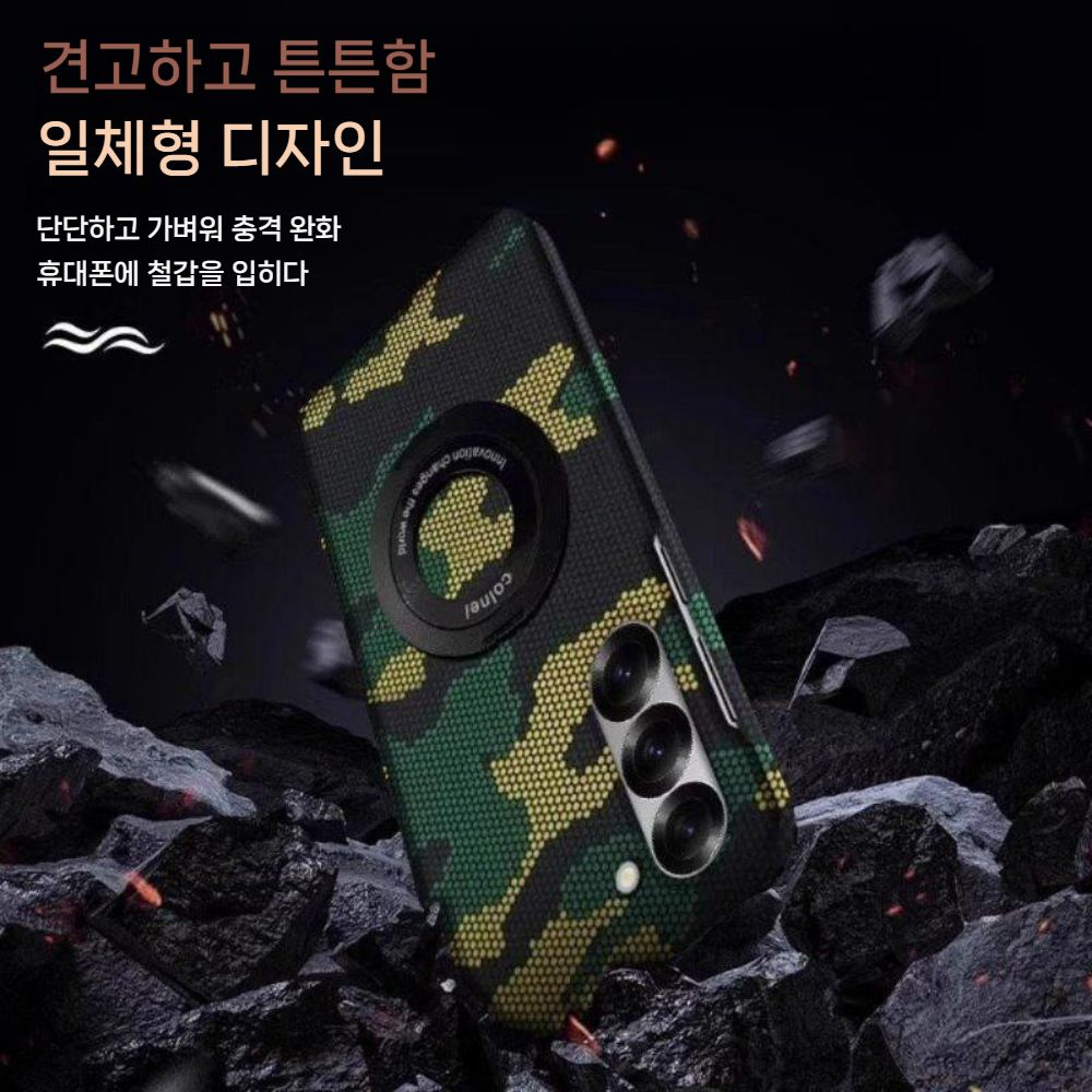 갤럭시 폴드7 케이스 맥세이프 그립 링 거치대 카본 밀리터리 위장 패턴 커버 이미지 7