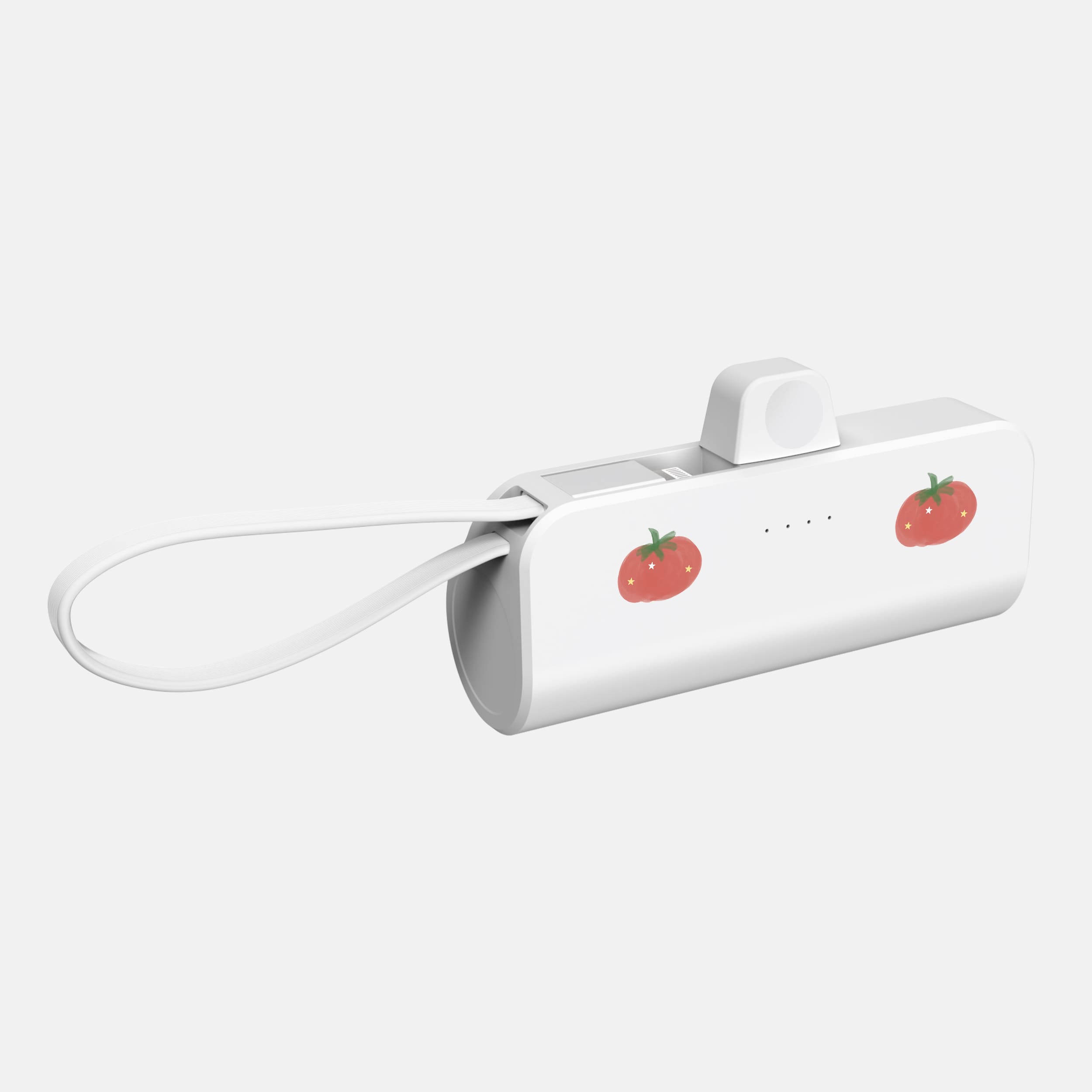 도킹형 보조배터리 C타입 5000mAh 일체형 수채화 토마토 화이트 - 상세 이미지 2